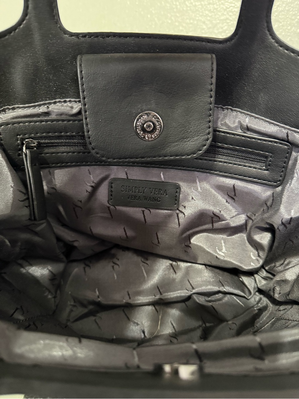 Simply Vera Vera Wang Black Woven Satchel Crossbody Bag - Picture 3 of 5